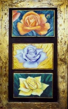 rose floral triptych