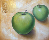 gold leaf painting - green apples
